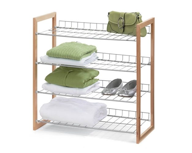 HoneyCanDo 4Tier Wood Frame Closet Accessory Storage Shelf SHO01384