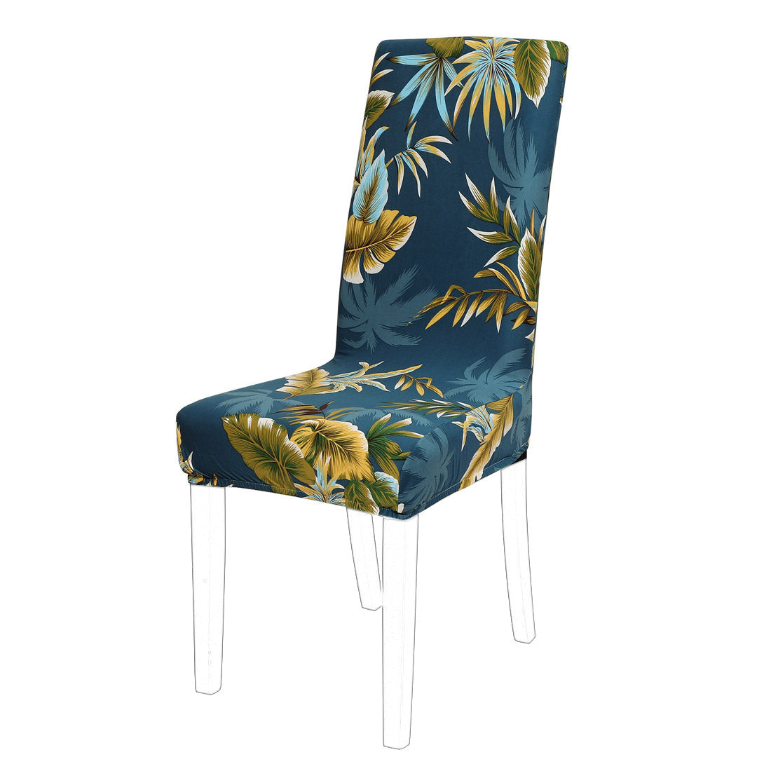 Unique Bargains Elastic Dining Chair Cover Teal and Yellow