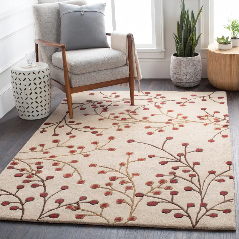 Athena 5 x 8 Burgundy Berries Area Rug