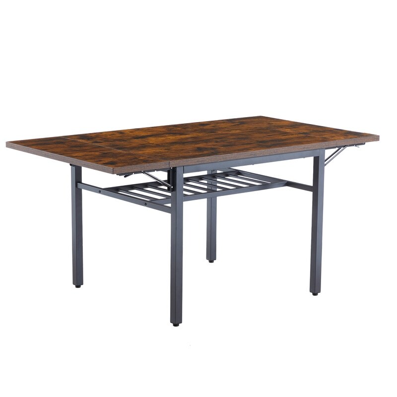 Folding Dining Table  1.2 inches Thick Table top  for Dining Room  Living Room  Rustic Brown