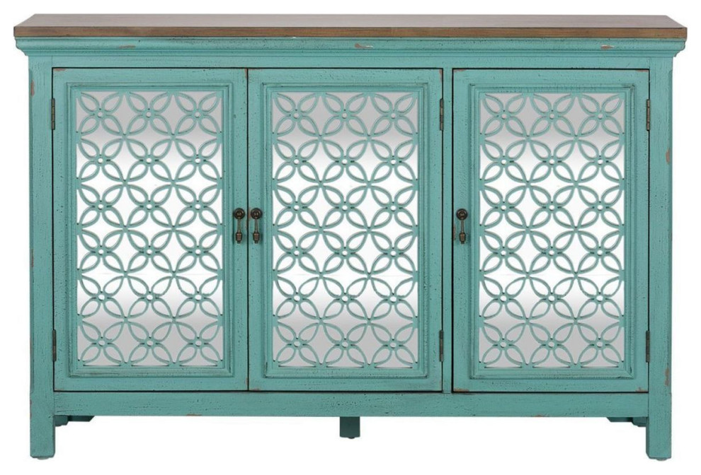 Liberty Furniture Kensington Four Door Accent Cabinet in Turquoise   Farmhouse   Accent Chests And Cabinets   by Unlimited Furniture Group  Houzz