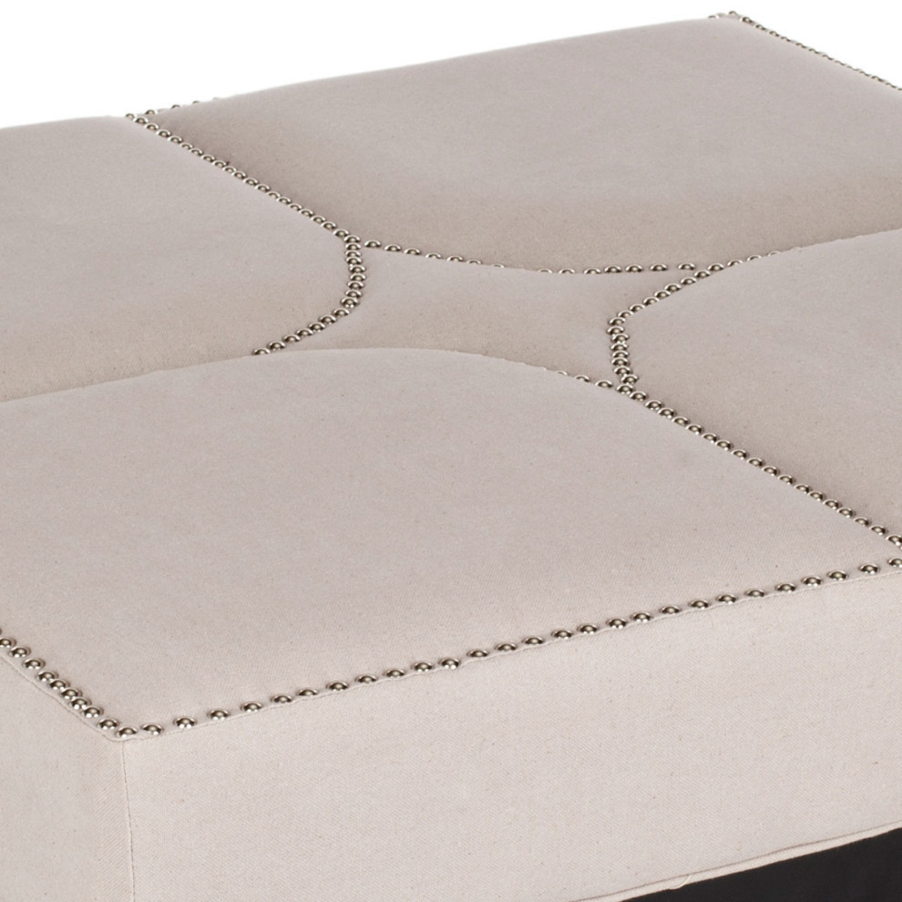 Nance Cocktail Ottoman Silver Nail Heads Taupe   Transitional   Footstools And Ottomans   by Virgil Stanis Design  Houzz