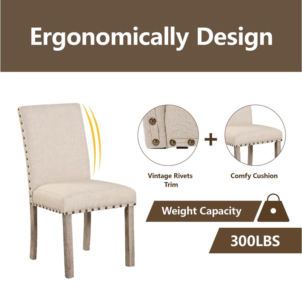 Morden Fort Contemporary Luxury Linen Dinning Chair Set of 2 Side Chairs