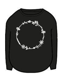 Daisy Chain Recycled Cotton LS T-Shirt - Black