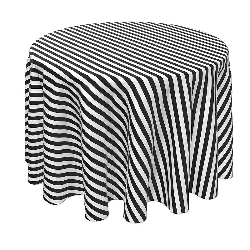 Round Tablecloth， 100% Polyester， 70 Round， Small Stripes， Black