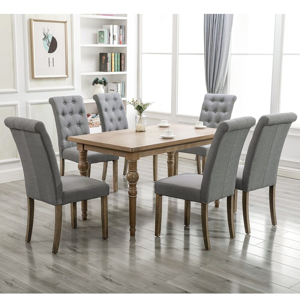 Noble and Elegant Solid Wood Tufted Dining Chair(Set of 2)