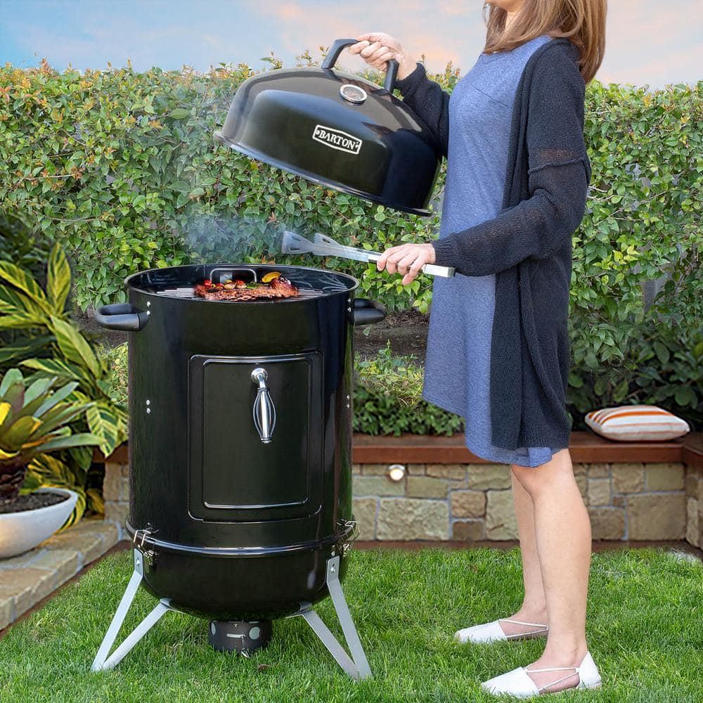 Barton 18 in Portable Vertical Round Charcoal Smoker with BuiltIn Thermometer