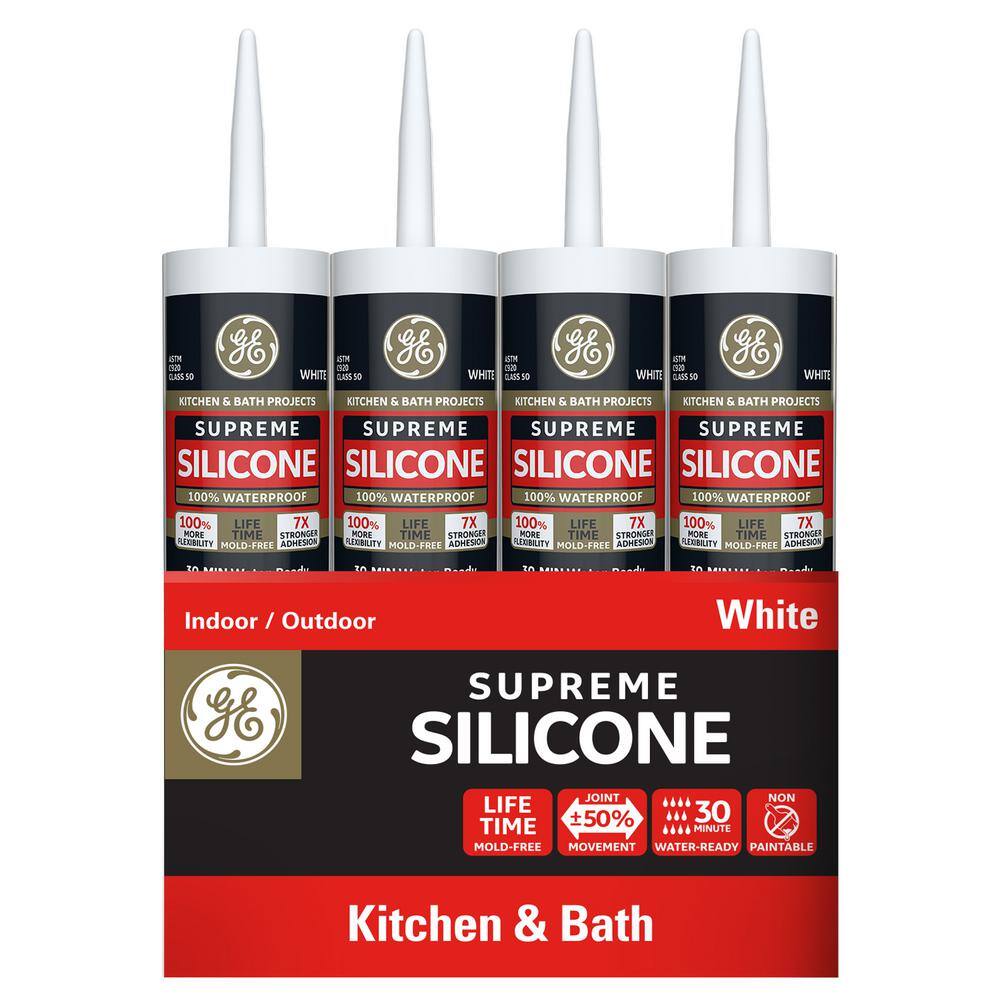 GE Supreme Silicone 10.1 oz. White Kitchen and Bath Caulk 2709108