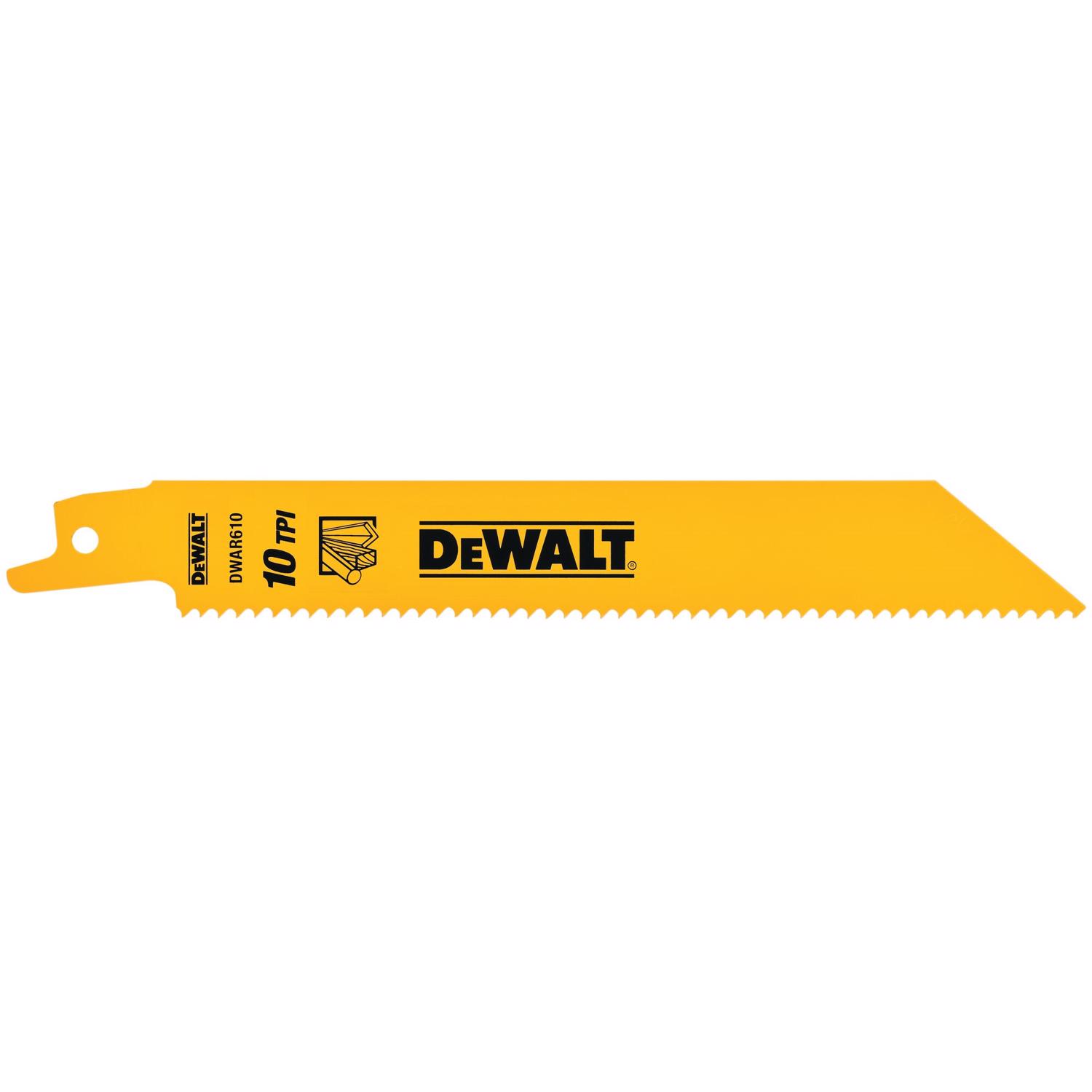 DW 6 in. Bi-Metal Reciprocating Saw Blade 10 TPI 5 pk