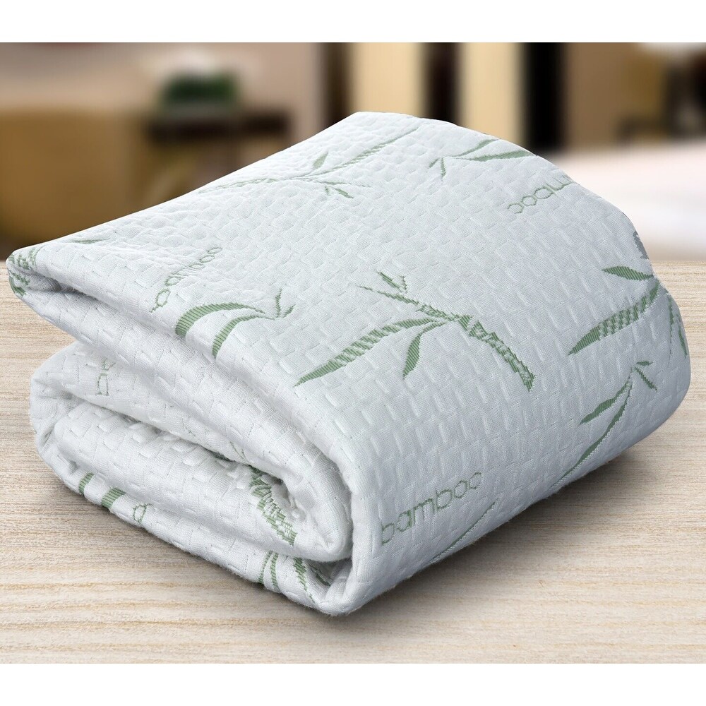 California King Cal King Size Jacquard Quilted Bamboo Mattress Pad Fitted Elastic Cover Protector   Stretches up 18\