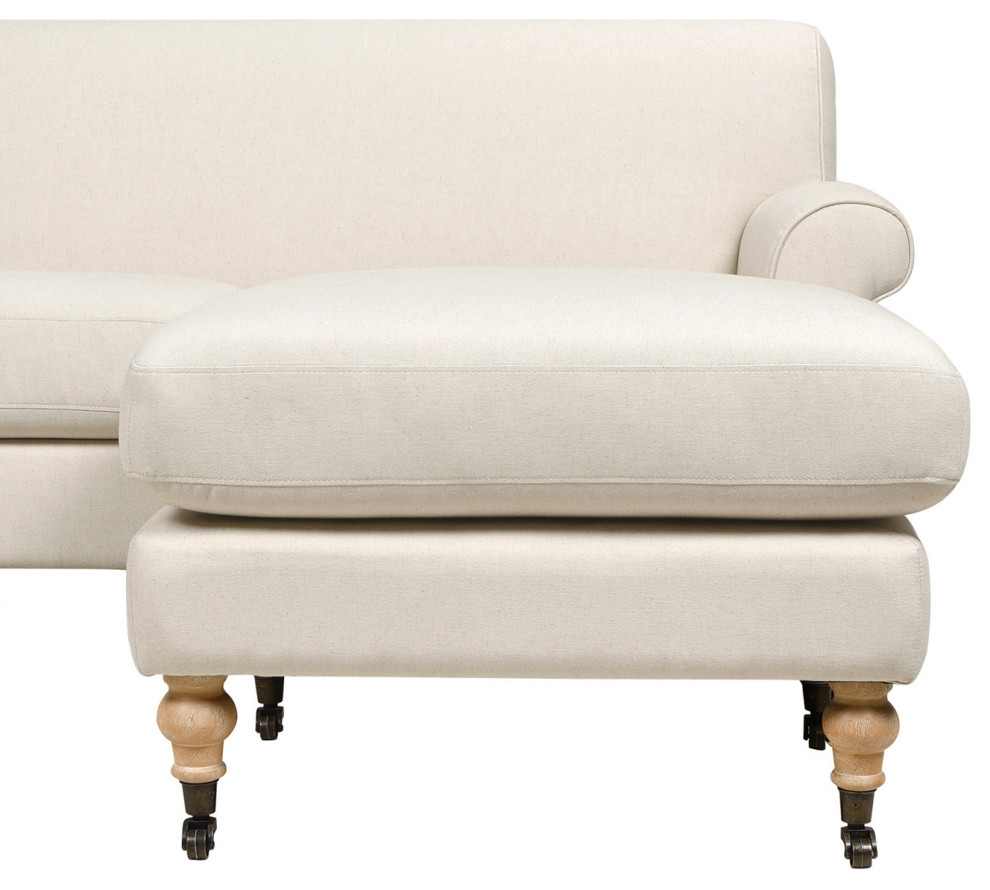 Alana 88 quotL Shape Reversible Sectional Sofa  Light Beige Linen   Traditional   Sectional Sofas   by Jennifer Taylor Home  Houzz