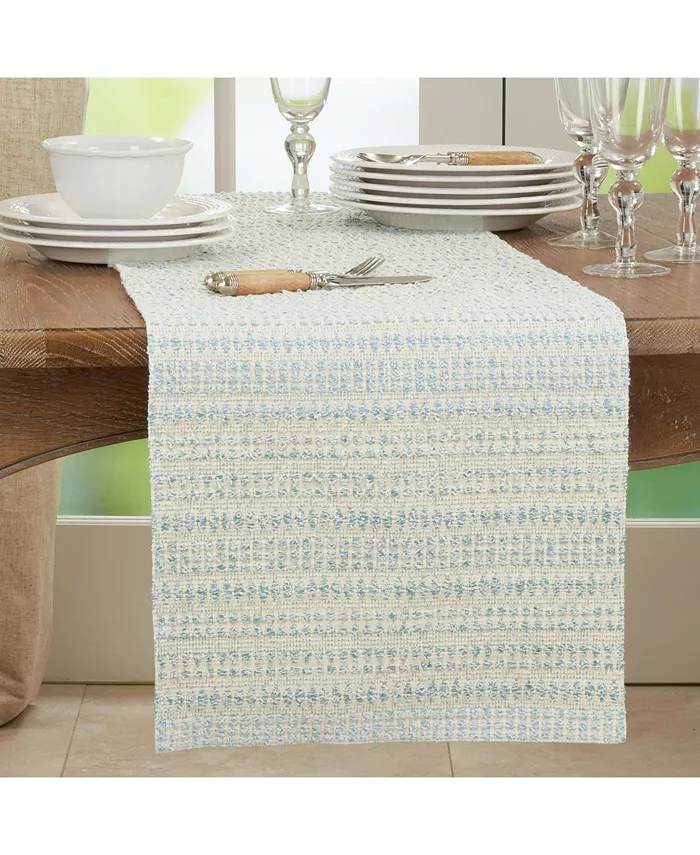 Saro Lifestyle Woven Table Runner with Line Design 72 x 16