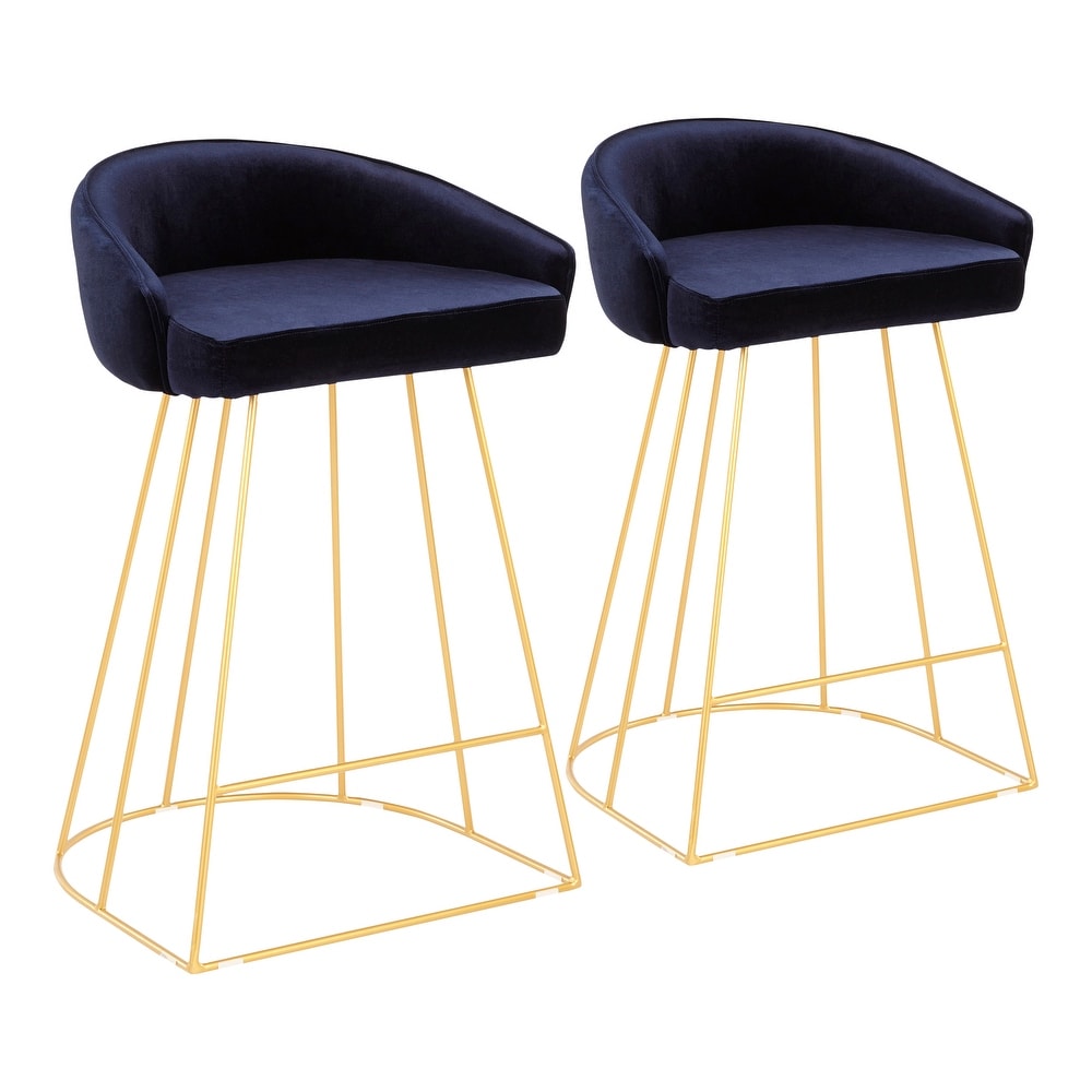 Velvet Contemporary Counter Stool with Metal Legs  Set of 2