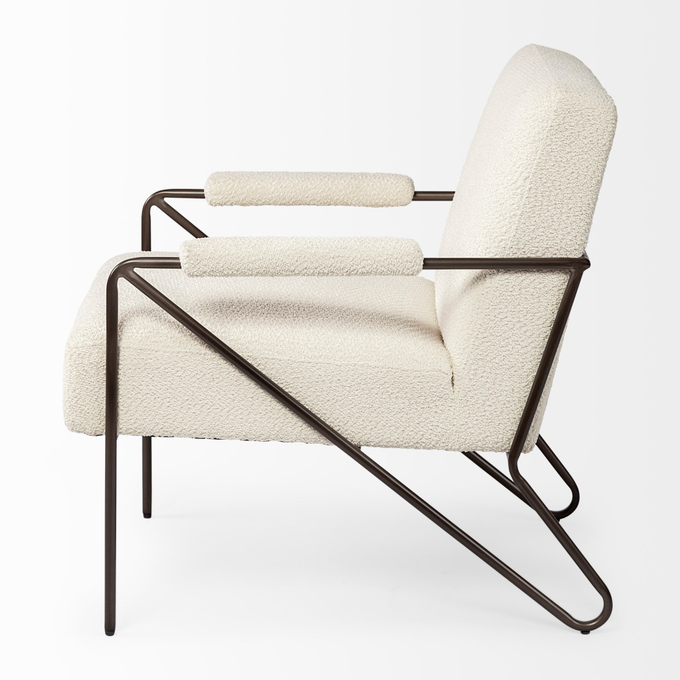 Vicunya Cream Fabric w/ Dark Gray Metal Frame Accent Chair   Midcentury   Armchairs And Accent Chairs   by Mercana  Houzz