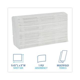 Boardwalk 9 in. x 9-920 in. White Multi-fold Paper Towel Cleaning Wipes (250 TowelsPack 16-PacksCarton) BWK6200