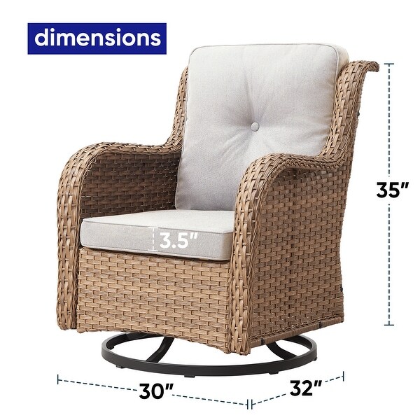 Pocassy PE Wicker Rocking Chair Swivel Chairs Glider Chair