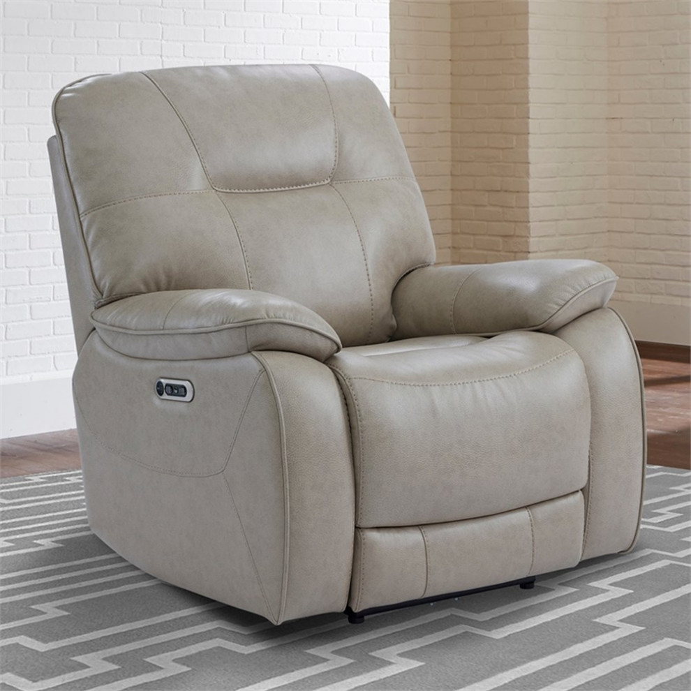 Bowery Hill Transitional Polyester/PU Power Recliner in Admiral Blue   Contemporary   Recliner Chairs   by Homesquare  Houzz