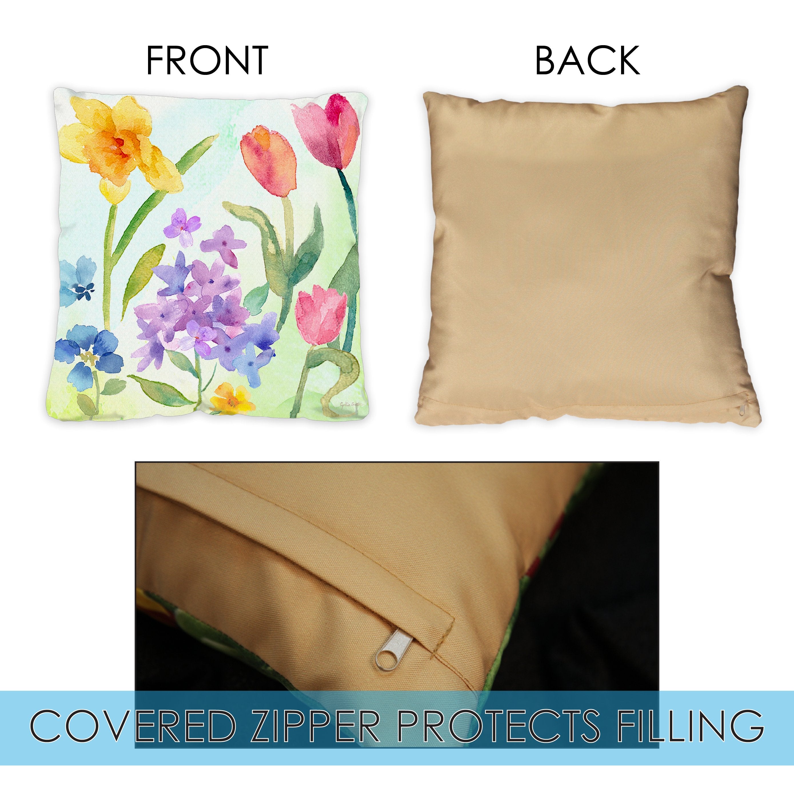 Toland Home Garden Set of 2 Spring Watercolors Spring Pillow Covers 18x18 Inch Flower Throw Pillows