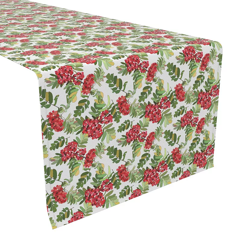 Table Runner， 100% Polyester， 12x72， Decorative Red Berries