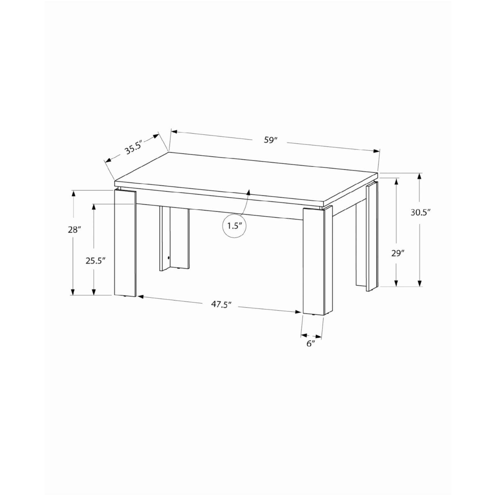 Dining Table, 60 Rectangular, Kitchen, Dining Room, Laminate, Grey, Contemporary, Modern