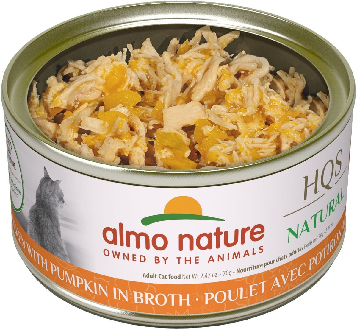 Almo Nature HQS Natural Chicken with Pumpkin in Broth Grain-Free Canned Cat Food