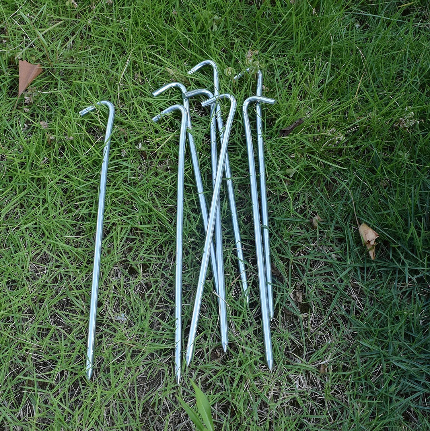 MySit 9" Tent Stakes Garden Staples 30 Pack, Heavy Duty Galvanized Metal Tent Pegs Silver