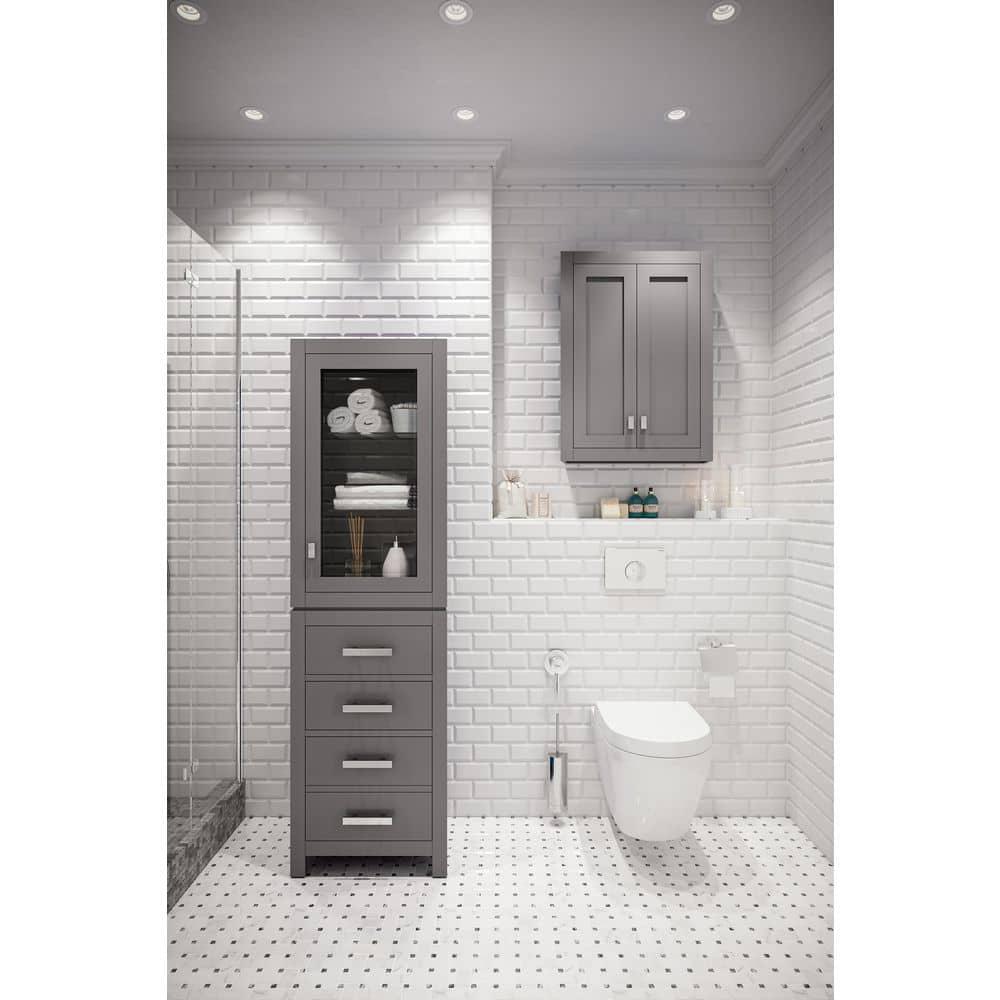 Water Creation Madison 24 in W x 33 in H x 8 in D Bathroom Storage Toilet Topper in Cashmere Grey