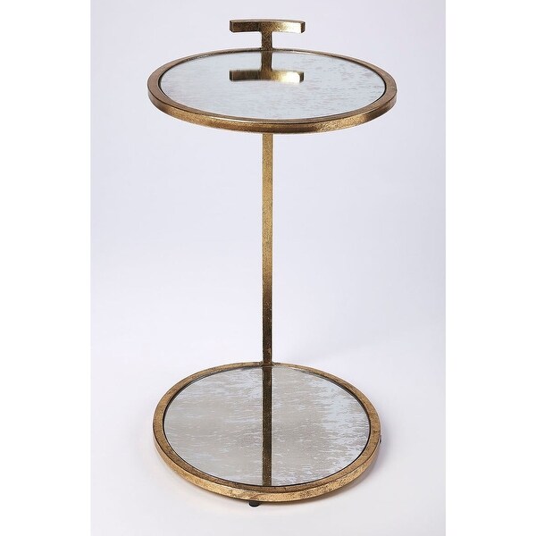 Offex Modern Metal and Mirror Oval Side Table - Gold