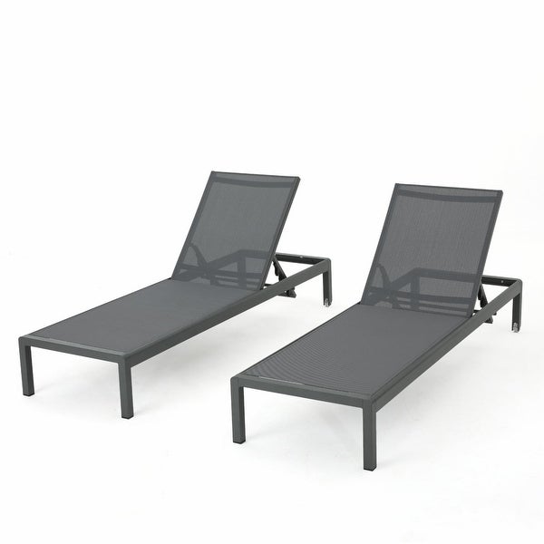 Xane Outdoor Chaise Lounge- Set of 2 - Gray and Dark Gray