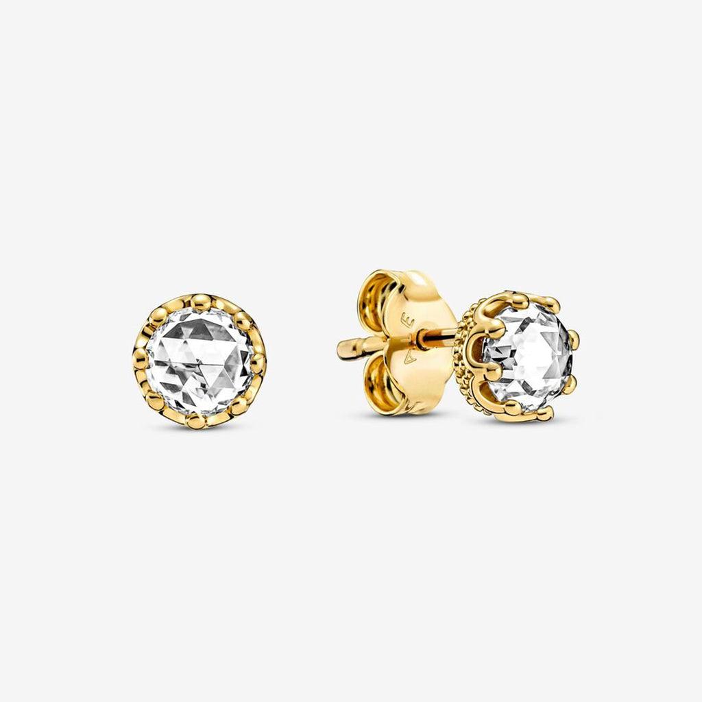 PANDORA  Clear Sparkling Crown Stud Earrings