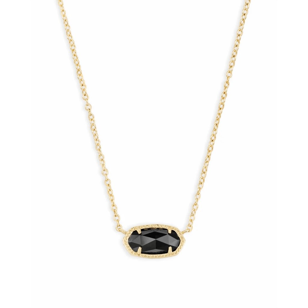 Kendra Scott  Elisa Gold Pendant Necklace In Black Opaque Glass