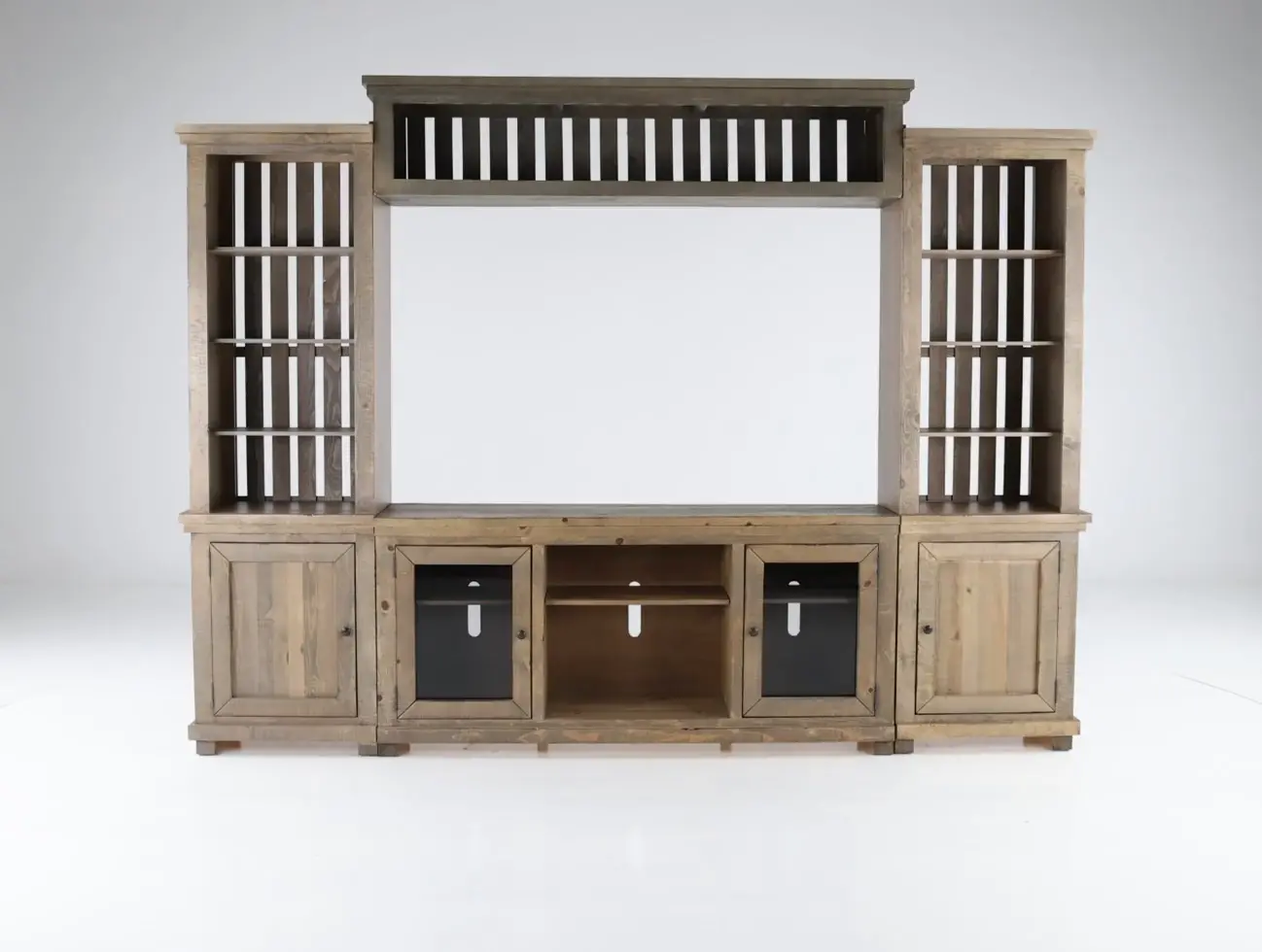 Willow Weathered Gray 4 Piece Rustic Entertainment Center