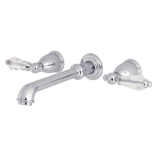 Kingston Brass Wilshire Crystal 2-Handle Wall-Mount Roman Tub Faucet Filler in Chrome HKS7021WLL