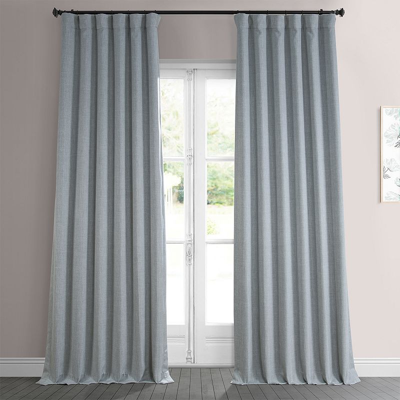 EFF 1-Panel Solid Faux-Linen Window Curtain