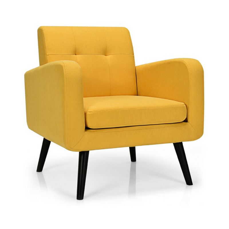 Modern Upholstered Comfy Accent Chair Single Sofa with Rubber Wood Legs