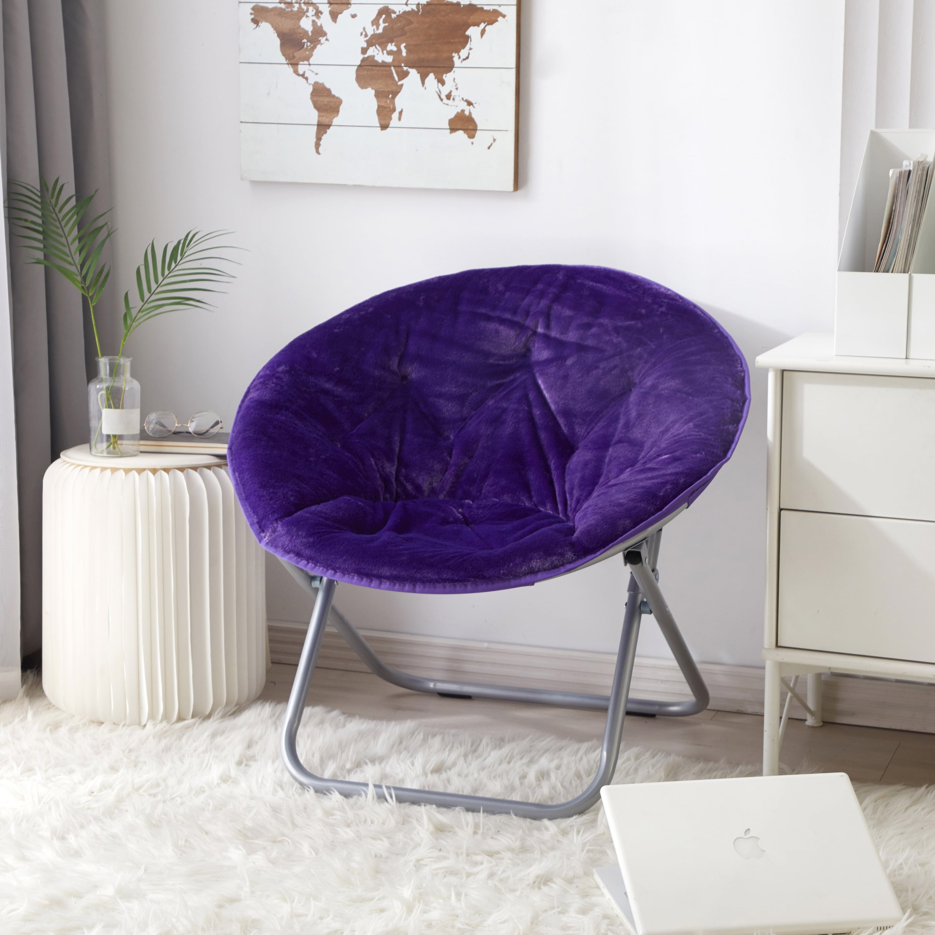 Mainstays Faux Fur Folding Chair, Purple