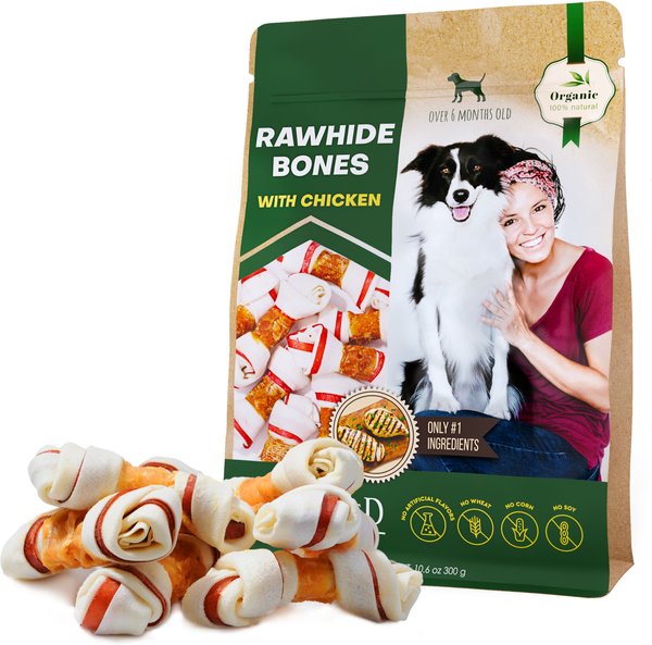 Beloved Pets Rawhide Chews Wrapped Chicken Dog Treats， 10.6-oz bag