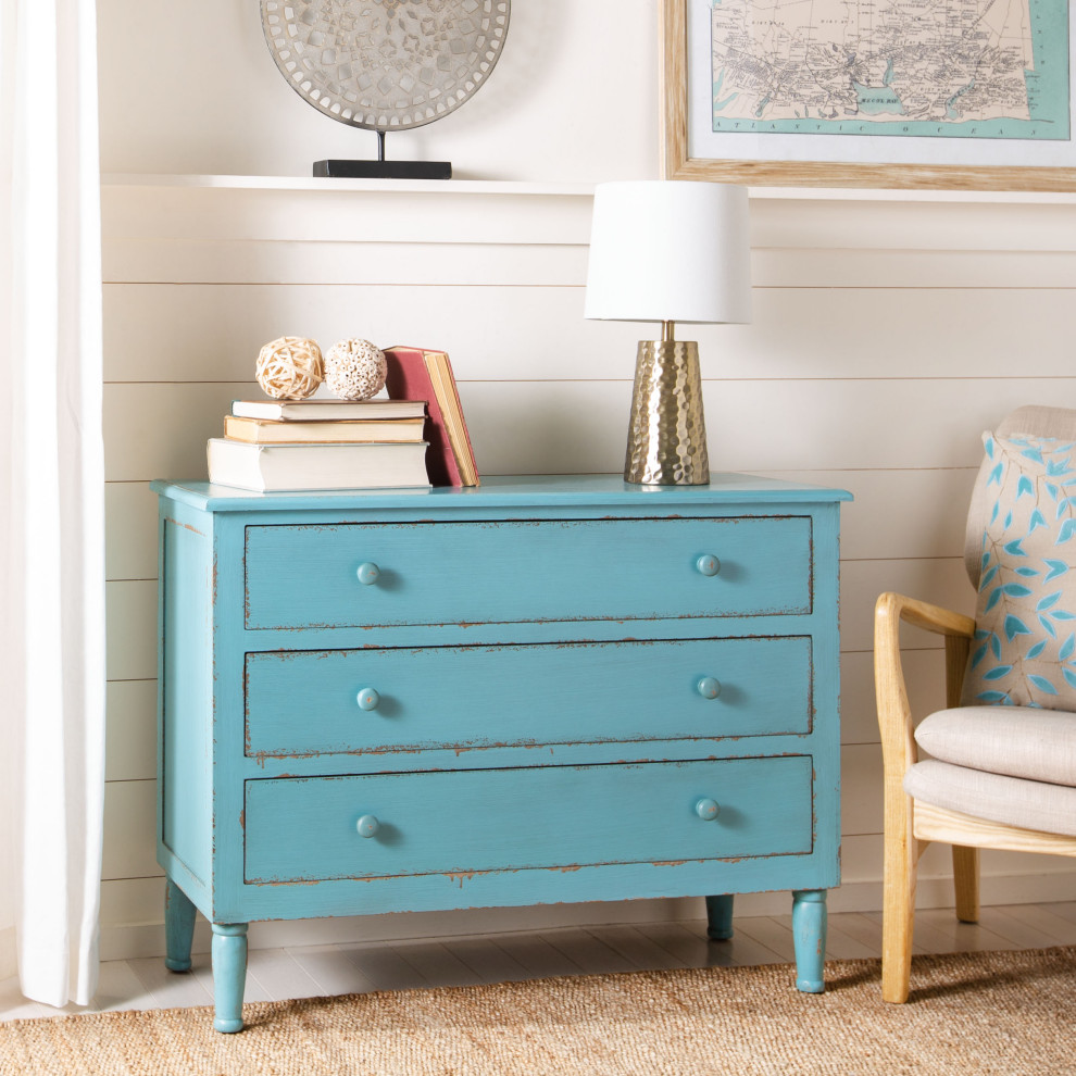 Safavieh Talbet Storage Chest  Distressed Blue   Farmhouse   Accent Chests And Cabinets   by HedgeApple  Houzz