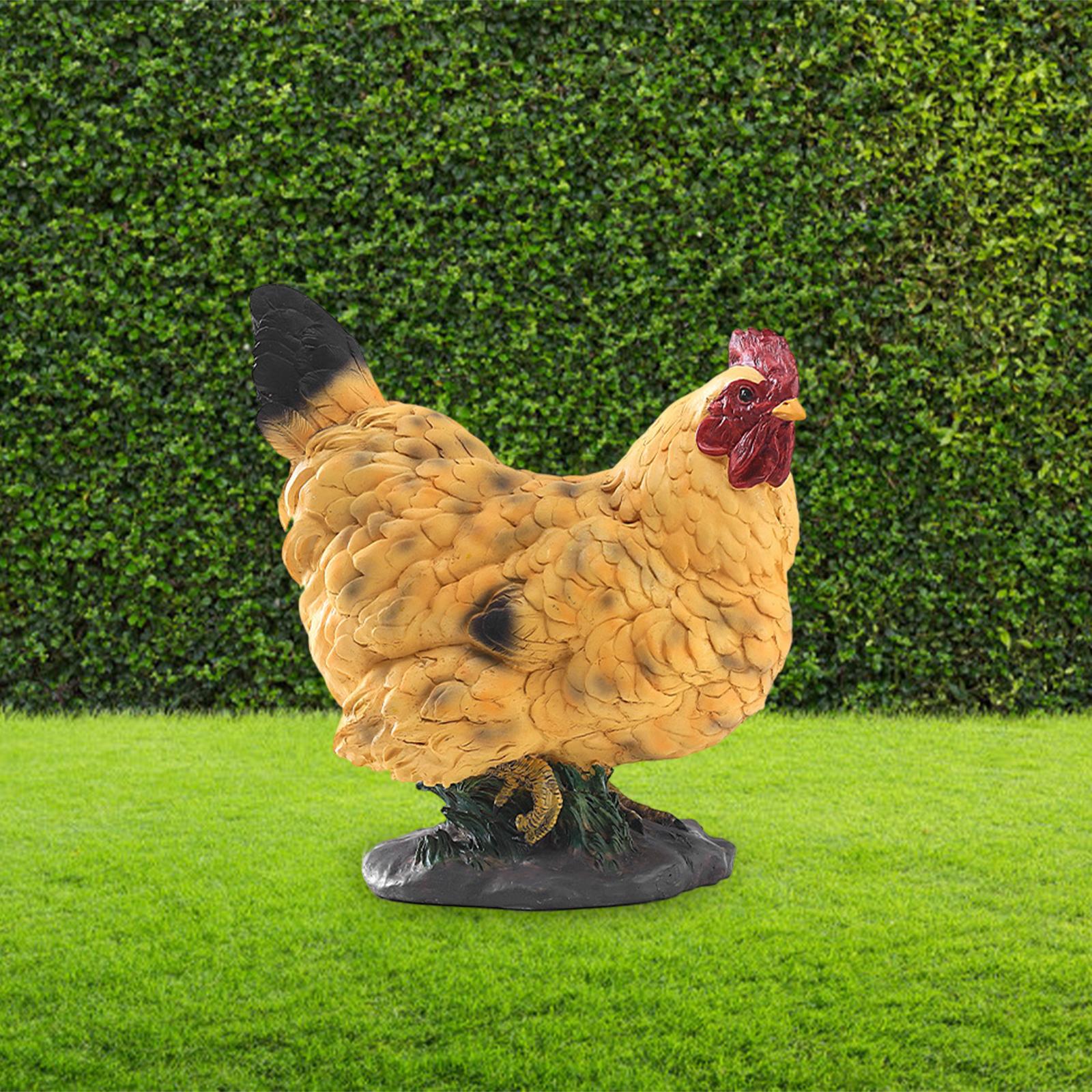 Garden Statue, Chick Sculpture Adorable Animal Figurine Crafts for Courtyard Fairy Garden Landscape Decoration Ornament - Large hen