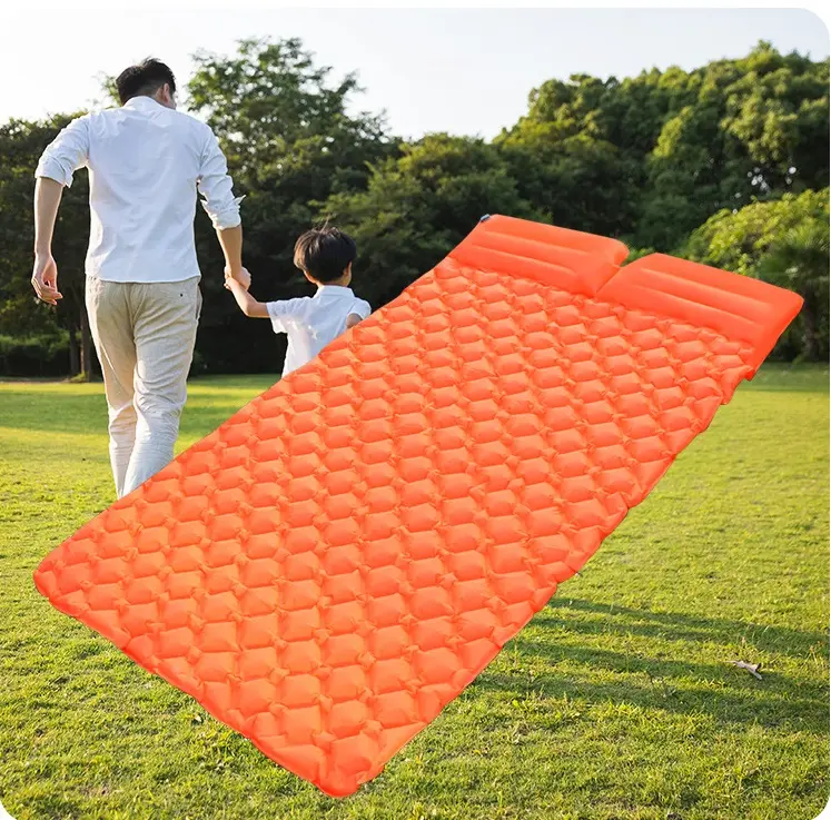 Double People Camping Sleeping Pad Self Inflatable Camping Pads With Pillow Waterproof Comfy Air Mattresses For Tents