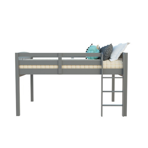 Yes4wood Elbrus Grey Low Loft Bed with Storage  Sp...