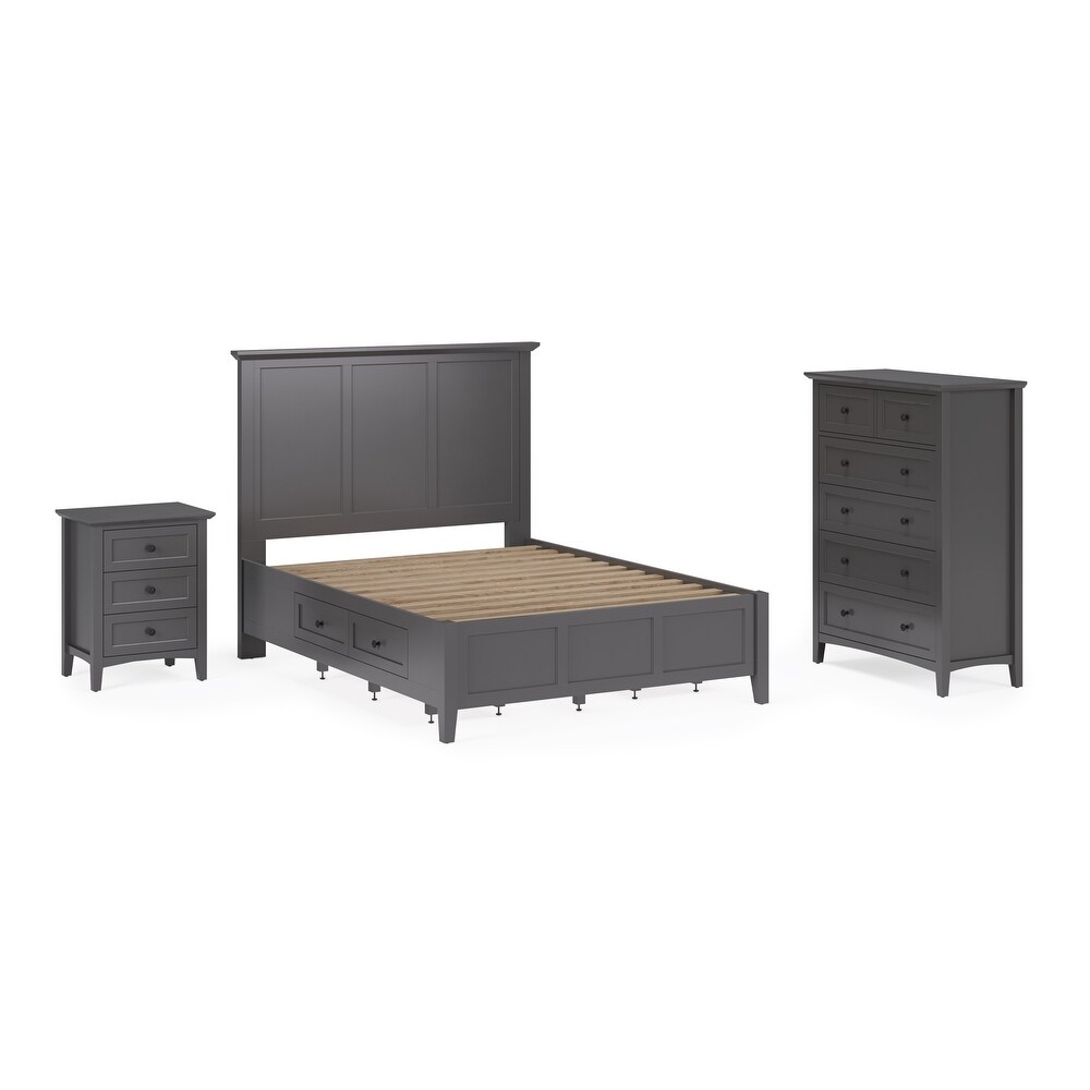 Grace Three Drawer Nightstand in Raven Black