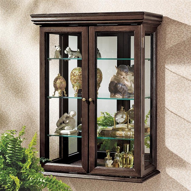 Design Toscano Country Tuscan Hardwood Wall Curio Cabinet Ebony Black Finish