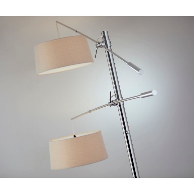 Manhattan Two Arm Arc Lamp Steel Adesso