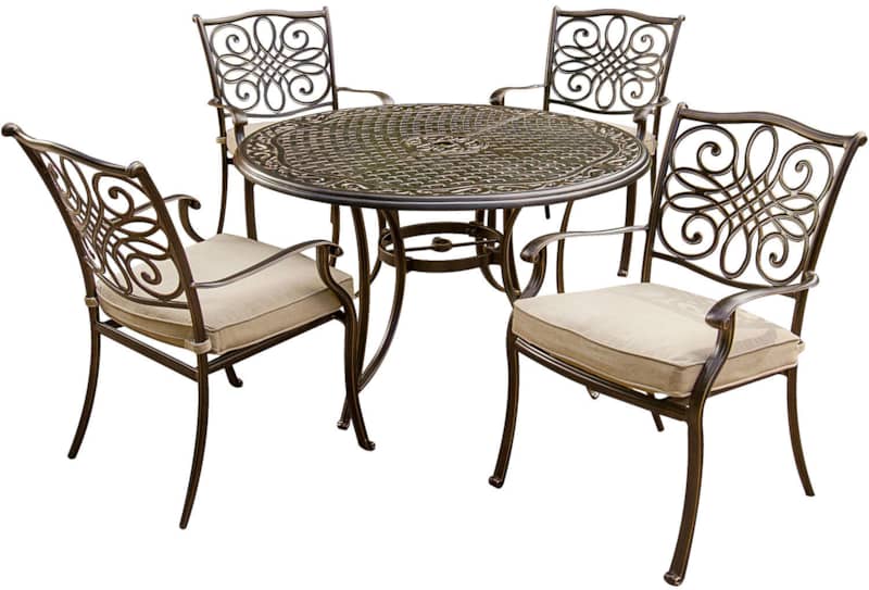 Hanover Brown Traditions 5-Piece Outdoor Dining Patio Set