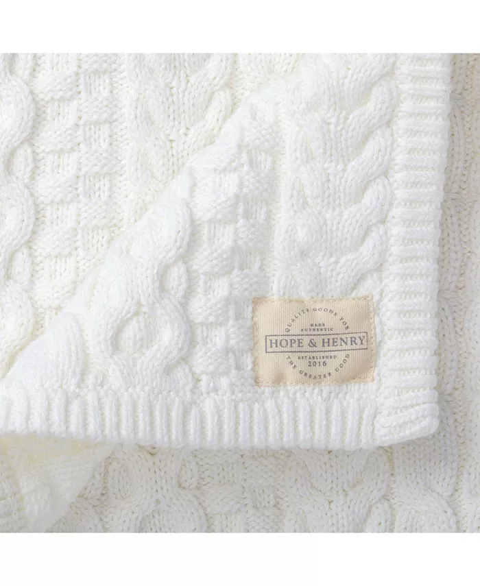 Hope and Henry Baby Cable Knit Blanket， Unisex