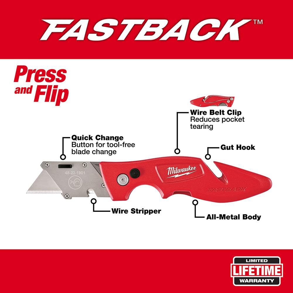 Milwaukee Fastback Flip-Blade Utility Knife 48-22-1901 from Milwaukee