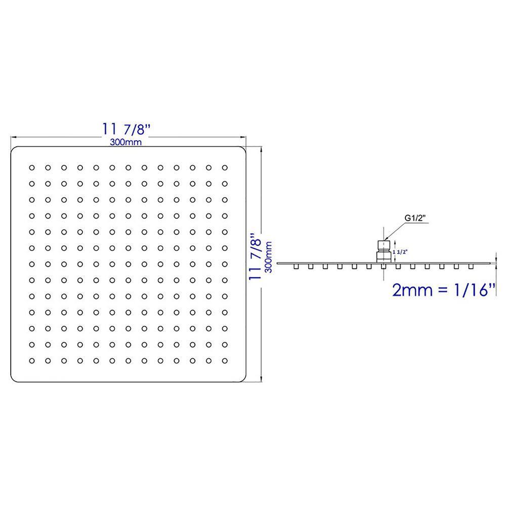 ALFI BRAND 1-Spray Patterns with 1.8 GPM 12 in. Ceiling Mount Rain Fixed Shower Head in Black Matte RAIN12S-BM