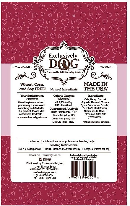 Exclusively Dog Harvest Blends， Cranberry N' Carrot Flavored Dog Treats