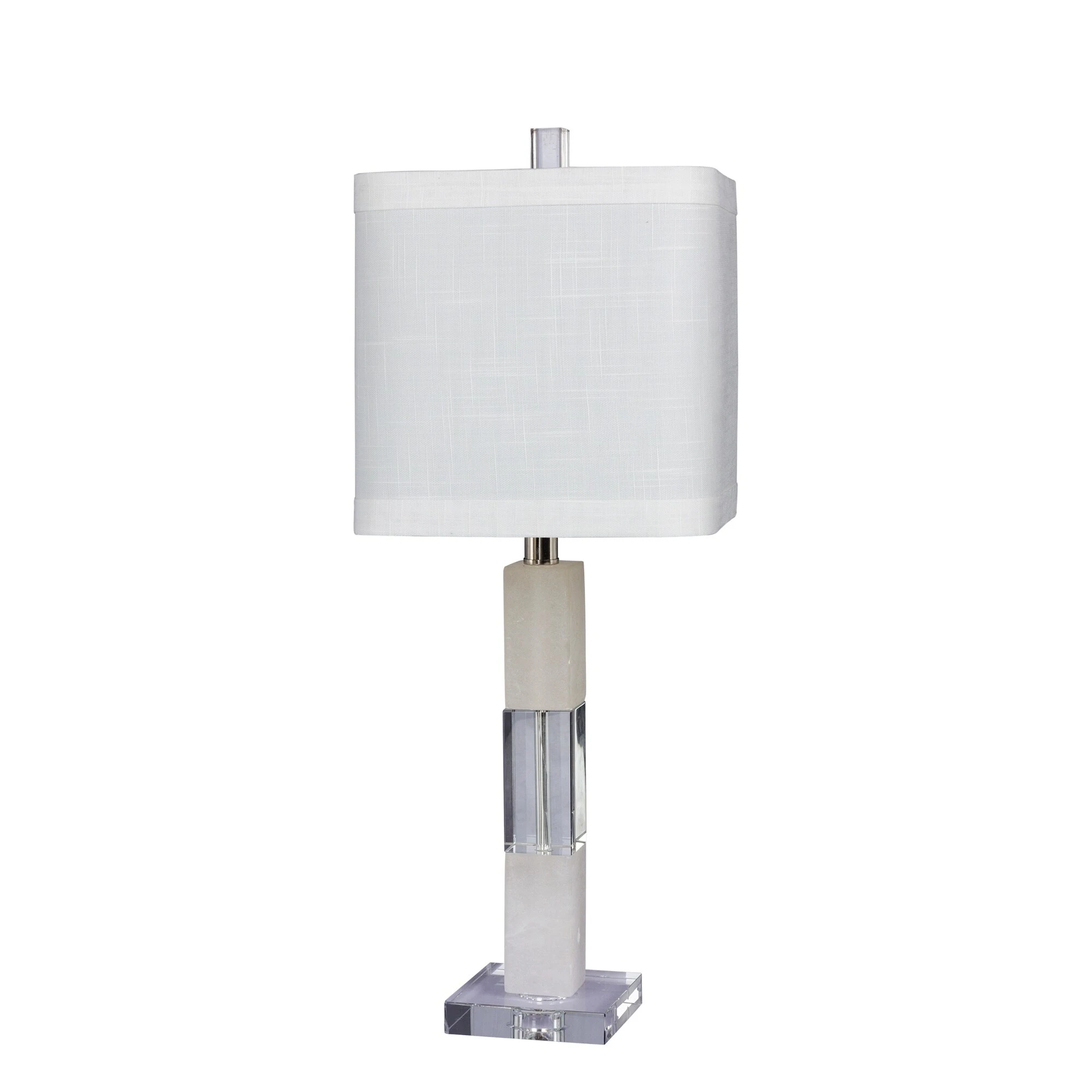 Fangio Lighting's 5152 26 in. Stacked Block Table Lamp in a Clear Crystal and Snow Marble Finish